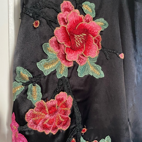 Black Floral Appliqué  Slip Dress - Picture 6 of 6